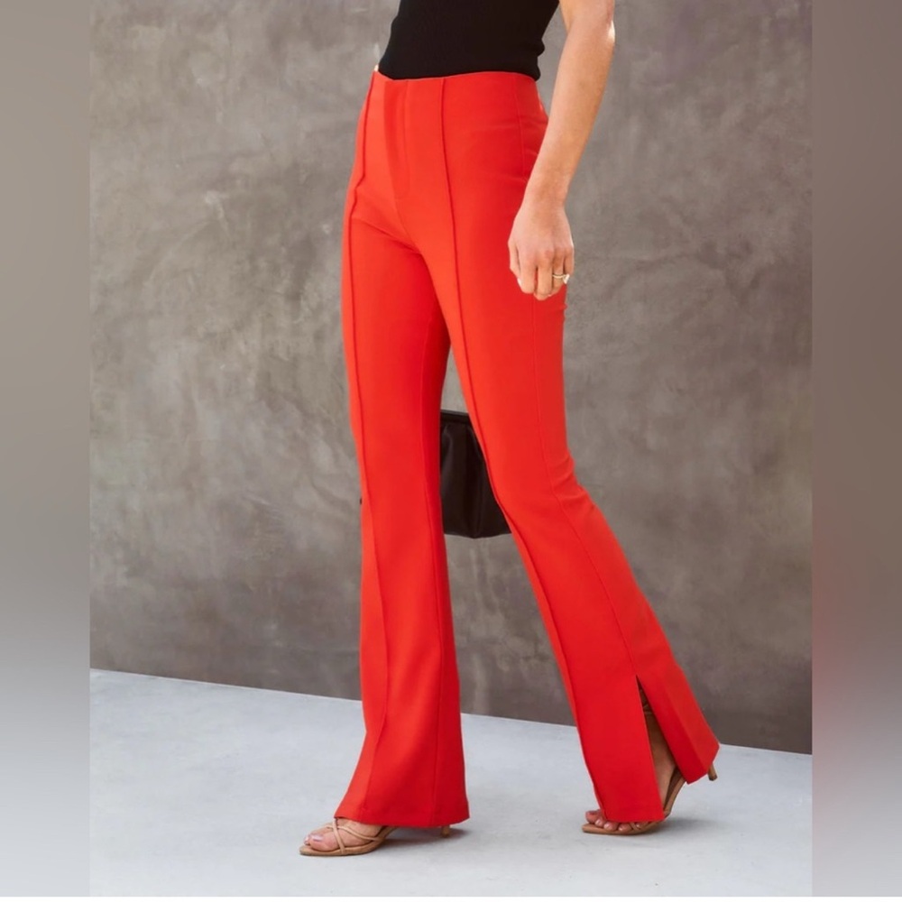 High Waisted Flare Split Hem Pants